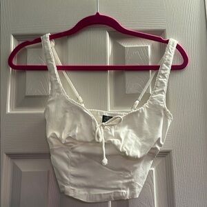 Wild Fable White Sleeveless Tie Front Crop Tank